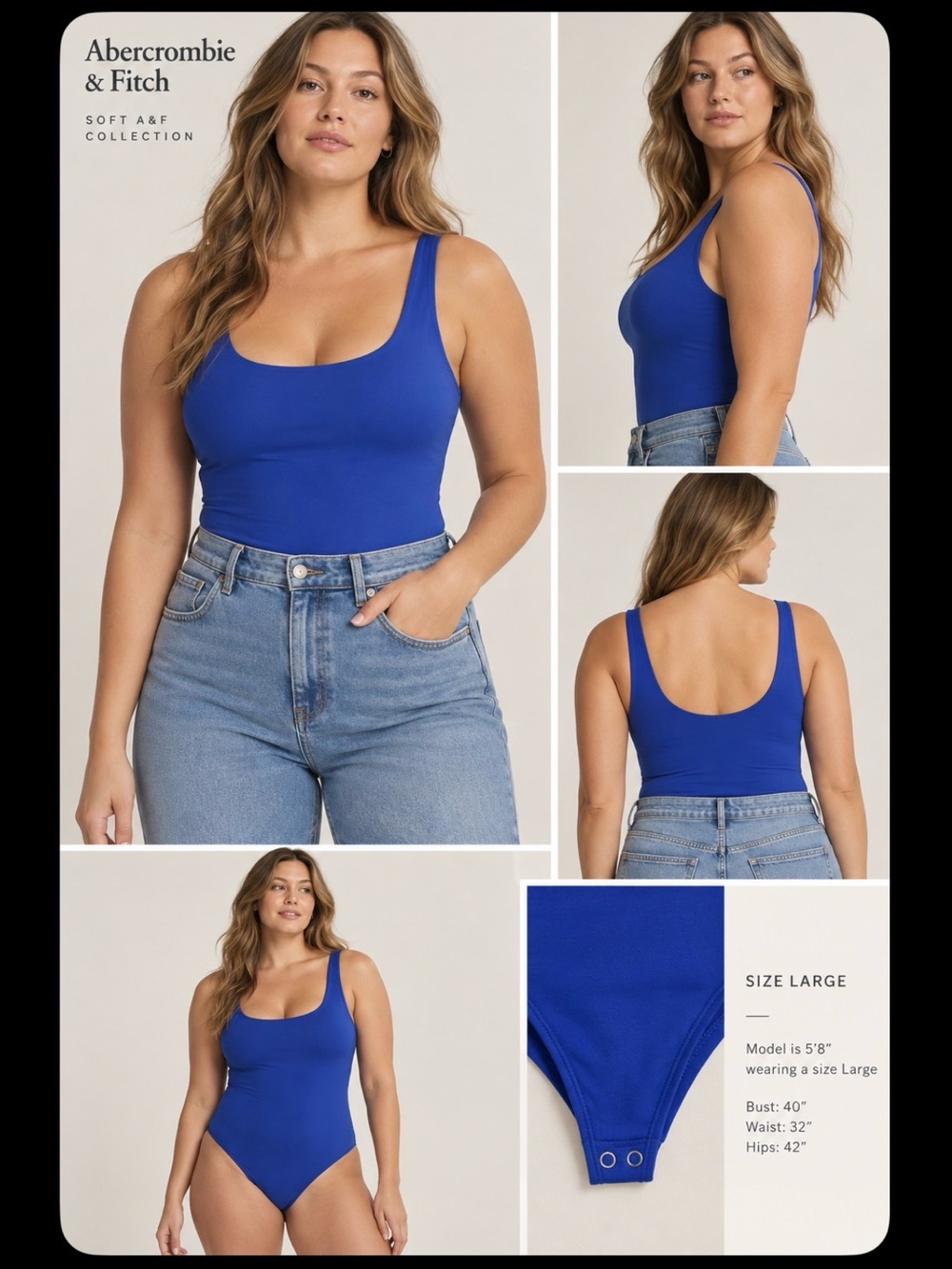 Abercrombie & Fitch Cobalt Scoop Neck Tank Bodysuit
